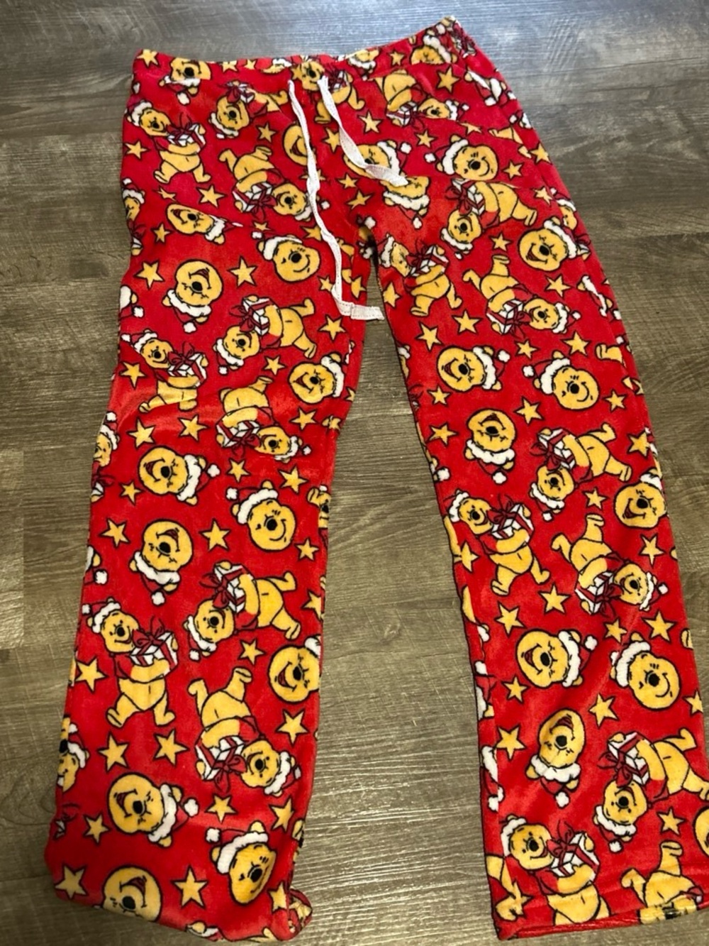 Red Winnie-Themed Fleece Pajama Pants